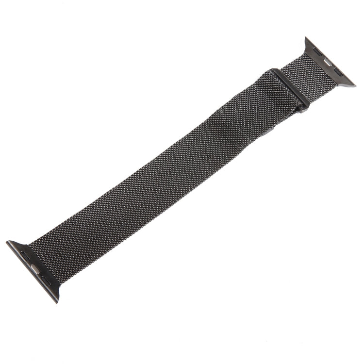 Gunmetal Milanese mesh magnetic watch band with magnetic clasp, flat view