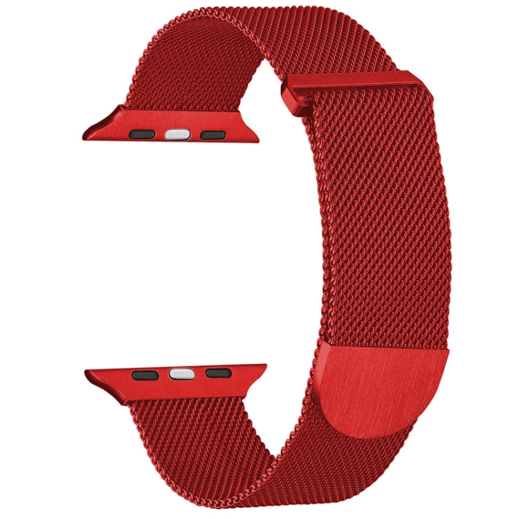 Red Milanese mesh magnetic watch band with metal clasp, for 38mm Apple Watch