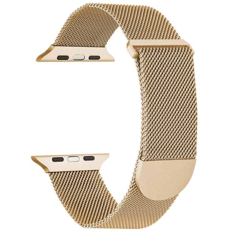 Gold milanese metal magnetic watch band with mesh strap and curved clasp for 38mm