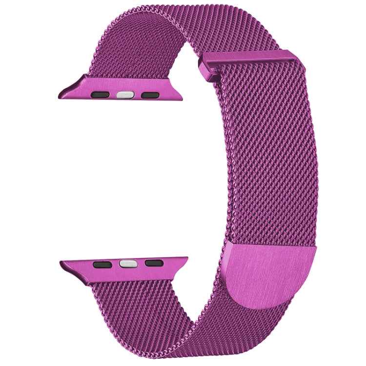 Purple milanese metal magnetic watch band with mesh strap and curved clasp for 38mm