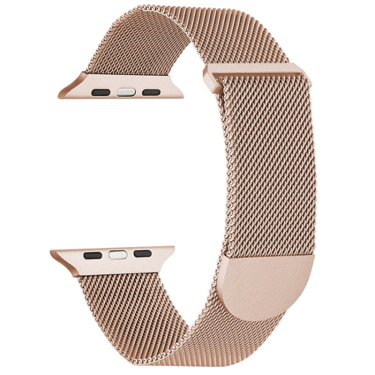 Light gold milanese metal magnetic watch band with mesh strap and curved clasp for 38mm