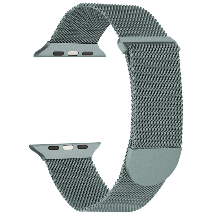 Army green milanese metal magnetic watch band with mesh strap and curved clasp for 38mm