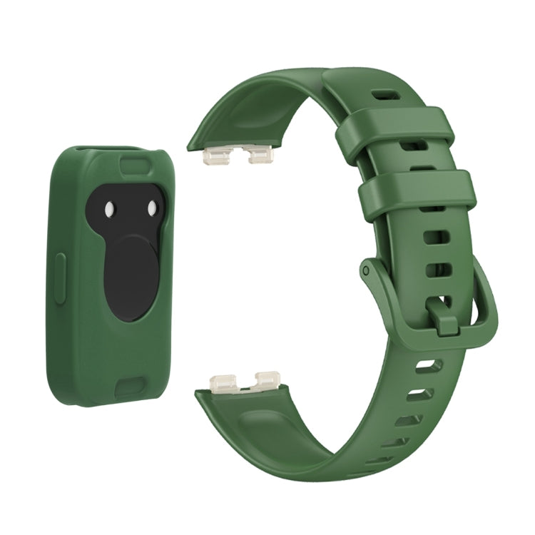 Silicone watch case and strap kit for smart watch, green band and separate case piece