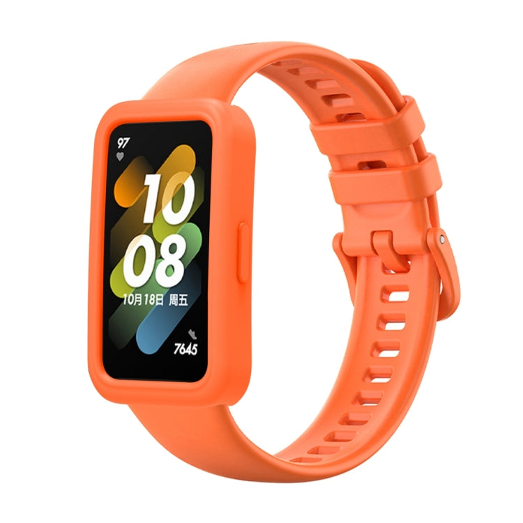 Silicone watch case and strap kit for smart watch, bright orange band with protective frame