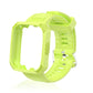 Lime green silicone watch band with carbon-fiber texture and integrated case frame