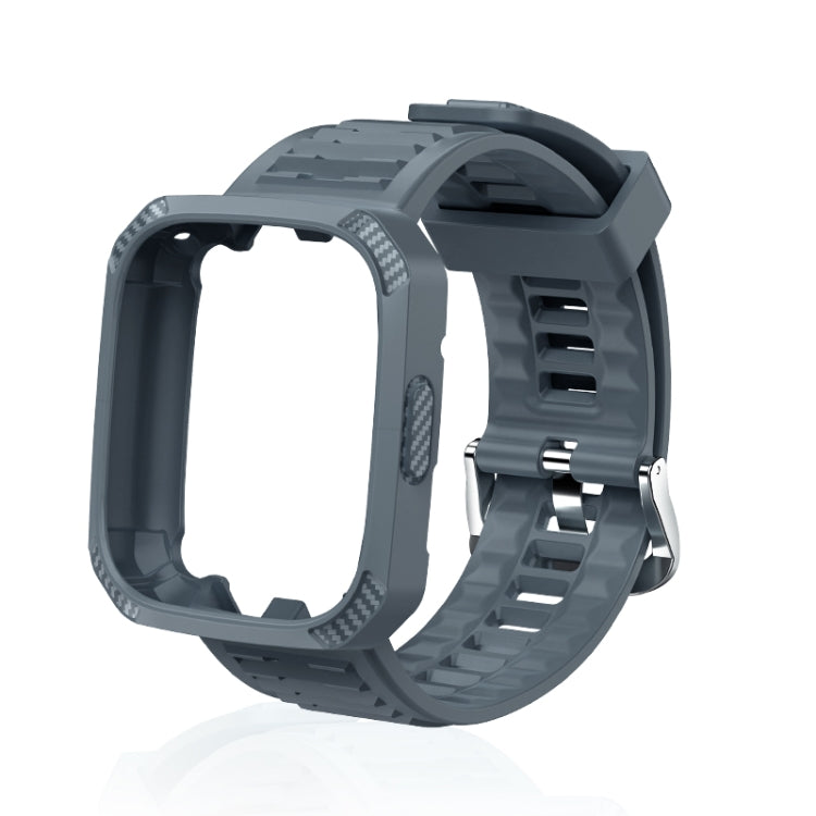 Dark gray silicone watch band with carbon-fiber texture and integrated case frame