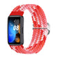 Nylon braided watch band, coral red and pink chevron knit, silver buckle, for Huawei Band 8