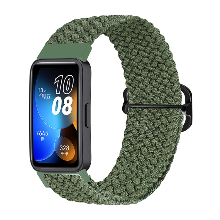 Green nylon braided watch band with metal buckle clasp for smartwatch