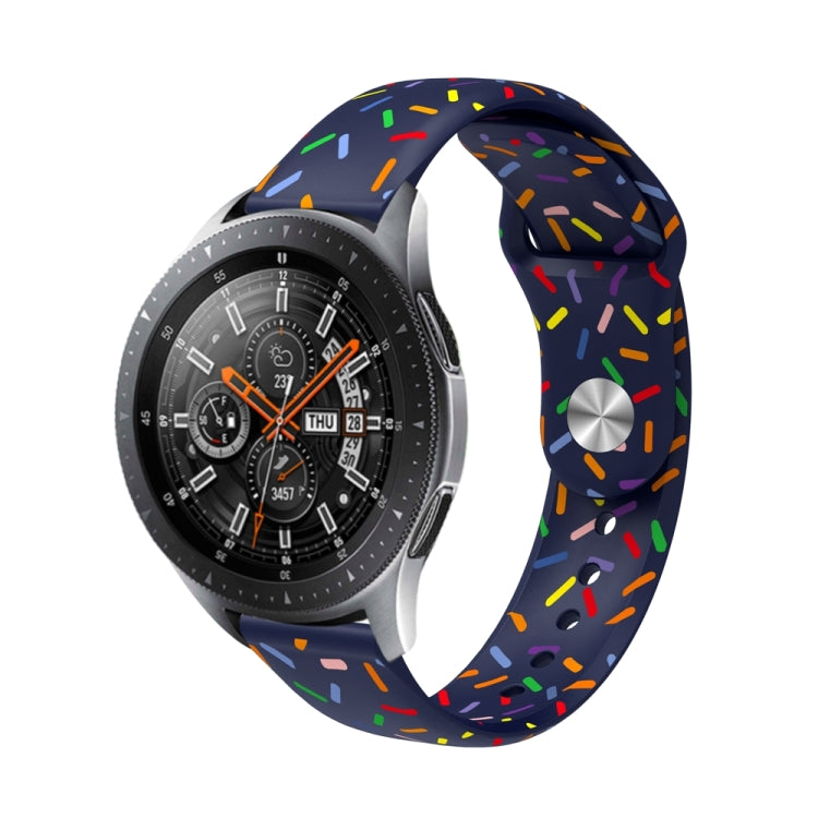 Navy silicone watch band with colorful oval dot sprinkles and reverse buckle clasp