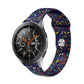 Dark blue silicone watch band with colorful oval dot sprinkles and metal reverse buckle