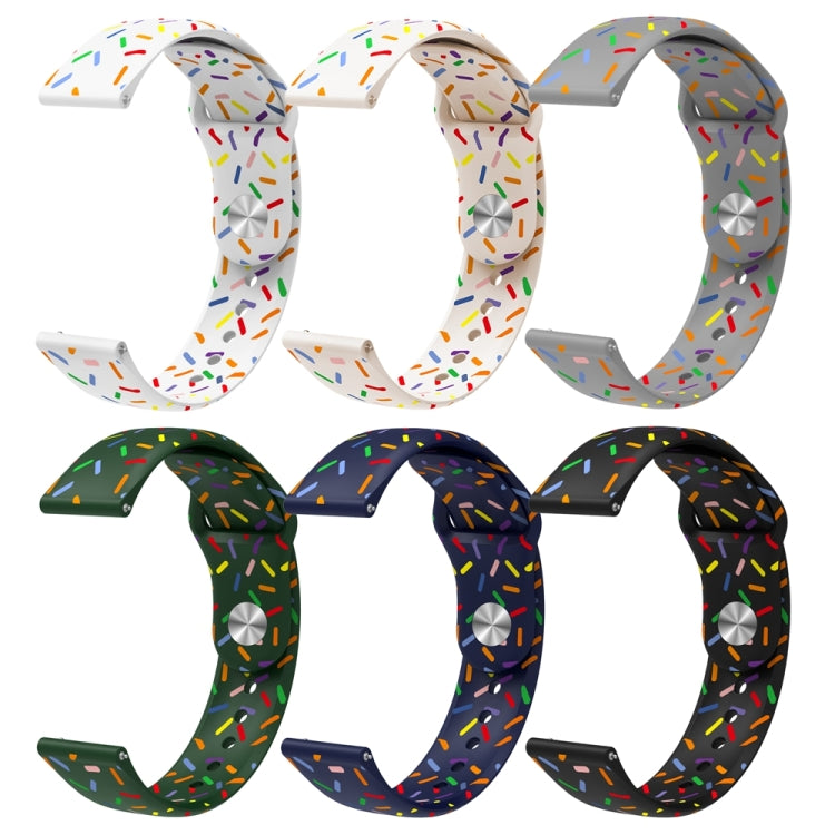 Set of six silicone watch bands with oval dot sprinkles in white, grey, green, navy