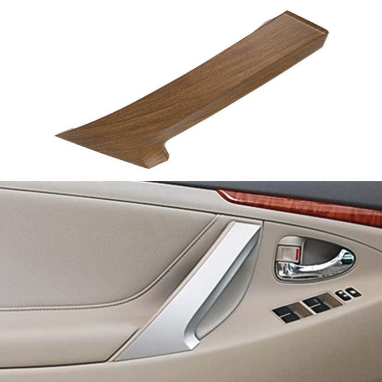 Brown interior door handle cover for Toyota Camry, standalone piece over door panel