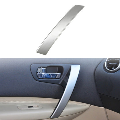 Car door inside handle cover, silver trim on interior door panel