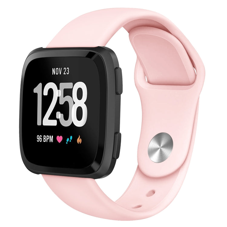 Silicone replacement watch strap for Fitbit Versa, Size L, pale pink with round clasp