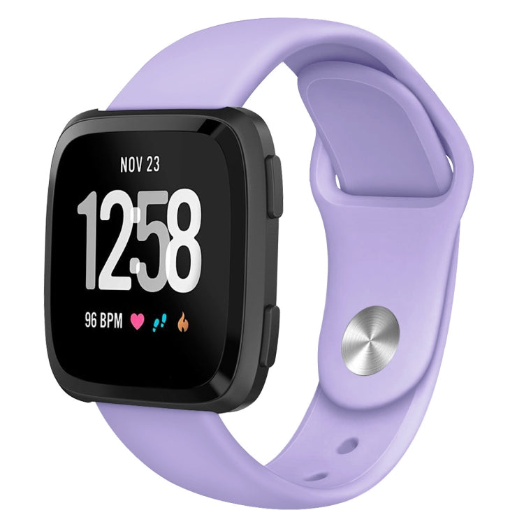 Silicone replacement watch strap for Fitbit Versa, Size L, lavender with silver-tone clasp