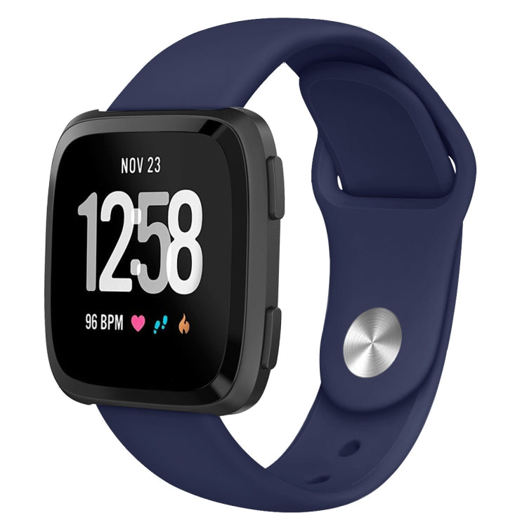 Silicone replacement watch strap for Fitbit Versa, Size L, dark blue with silver-tone clasp