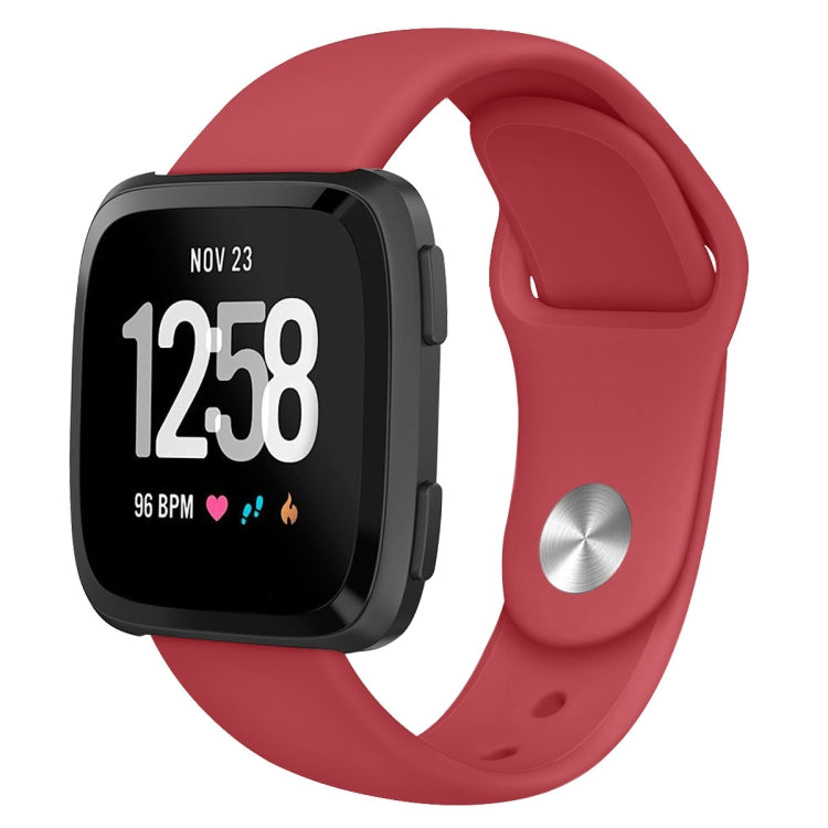Silicone replacement watch strap for Fitbit Versa, Size L, red with silver-tone clasp