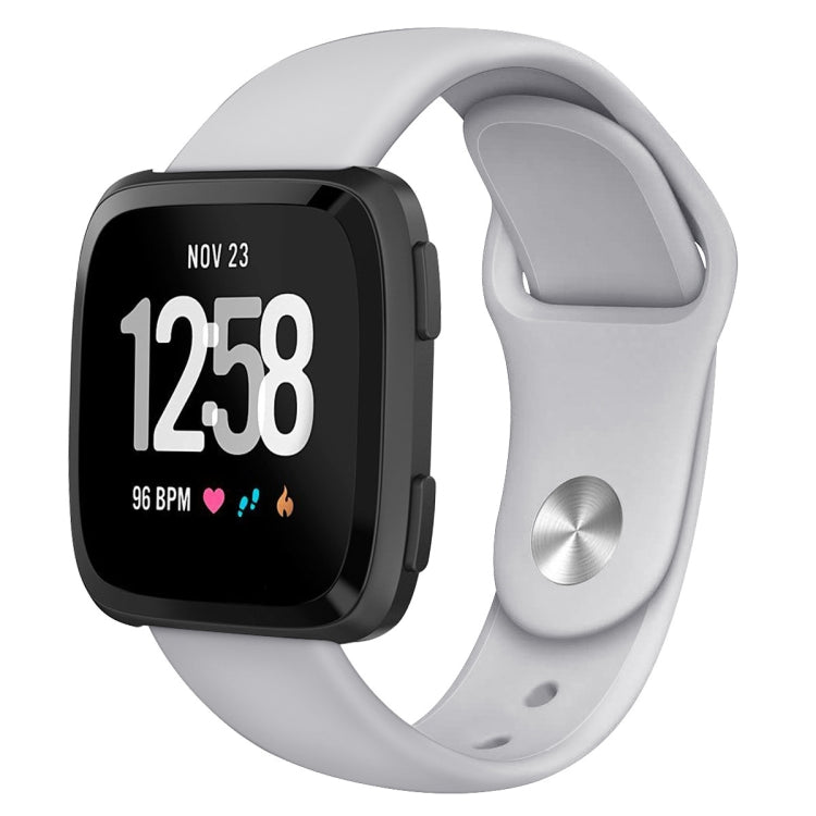 Silicone replacement watch strap for Fitbit Versa, size L, light gray with pin buckle