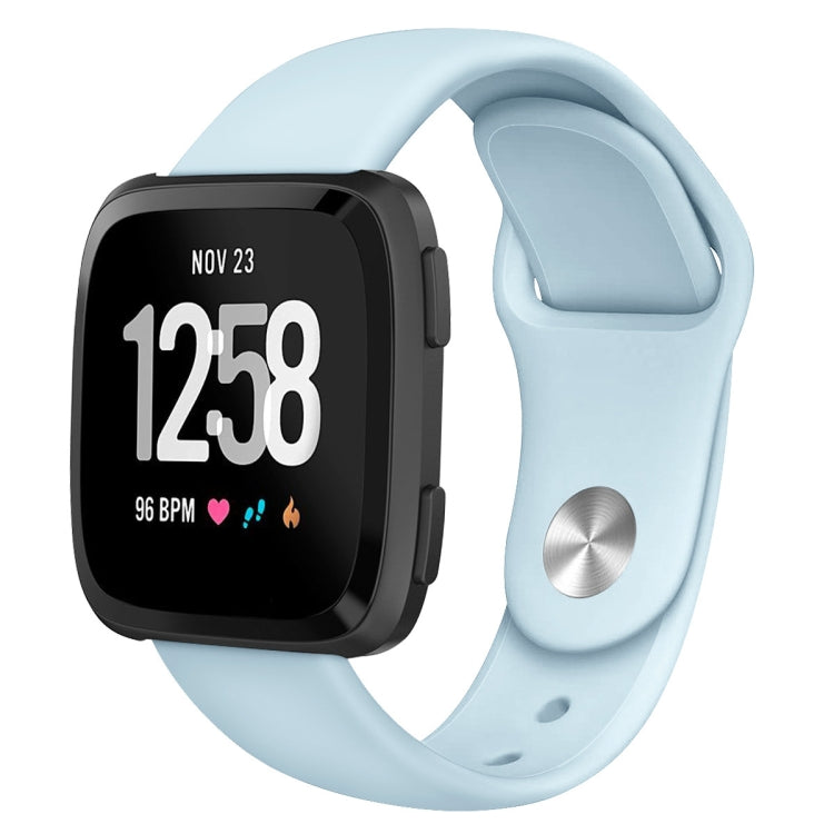 Silicone replacement watch strap for Fitbit Versa, size L, light blue with metal clasp