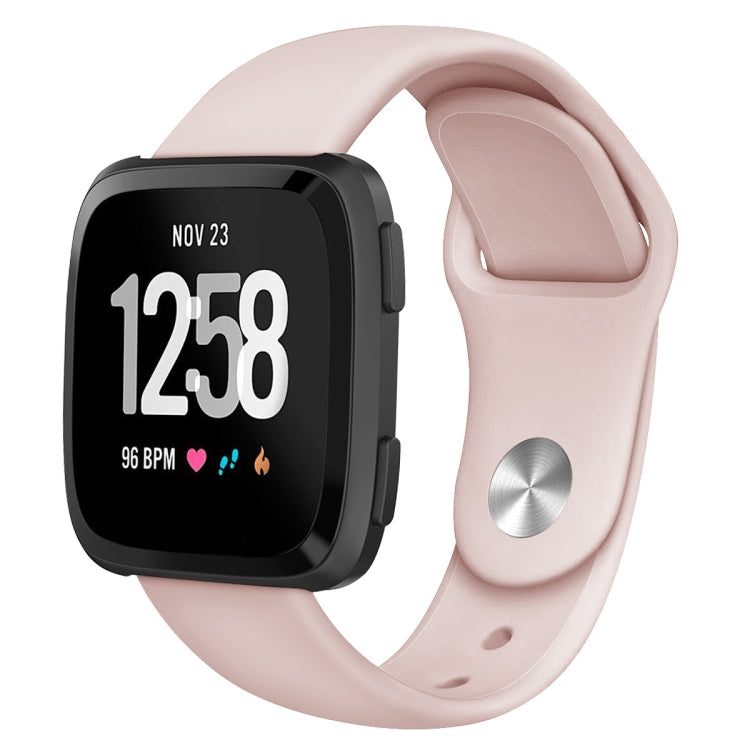 Silicone replacement watch strap for Fitbit Versa, Size L, light pink with metal buckle