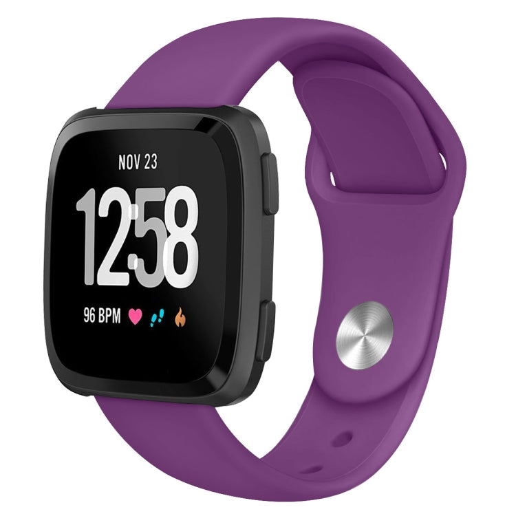 Silicone replacement watch strap for Fitbit Versa, Size L, purple with silver-tone clasp