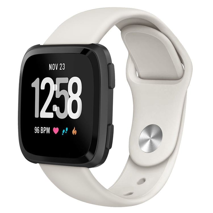 Silicone replacement watch strap for Fitbit Versa, Size L, white with silver-tone clasp