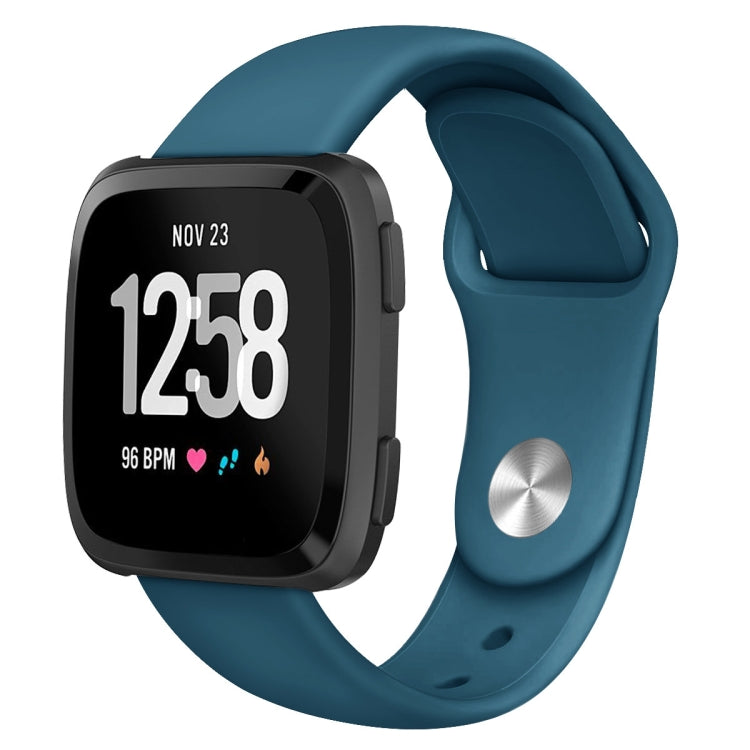 Silicone replacement watch strap for Fitbit Versa, Size L, teal with silver-tone clasp