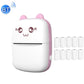 Pink mini Bluetooth thermal printer with cat face and ten white paper rolls