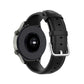 Round tail leather watch band with buckle, black color, adjustable holes.