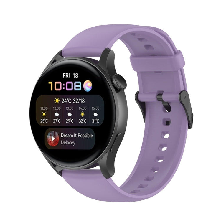 Light purple silicone watch band with stainless buckle, perforated strap and holes