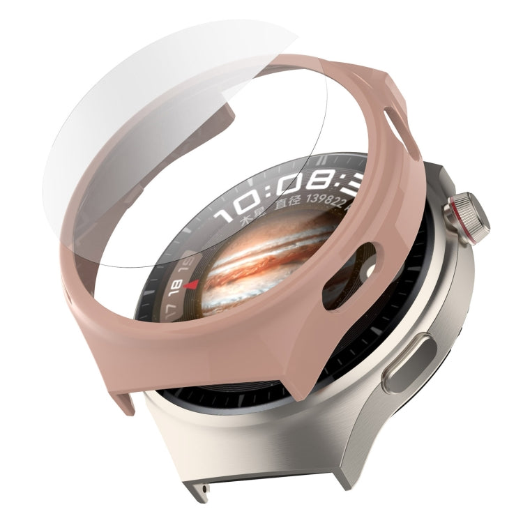 Pink half-coverage hollow watch protective case with transparent hydrogel film