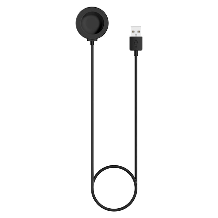 Black magnetic smartwatch charging cable with USB plug and round charging puck