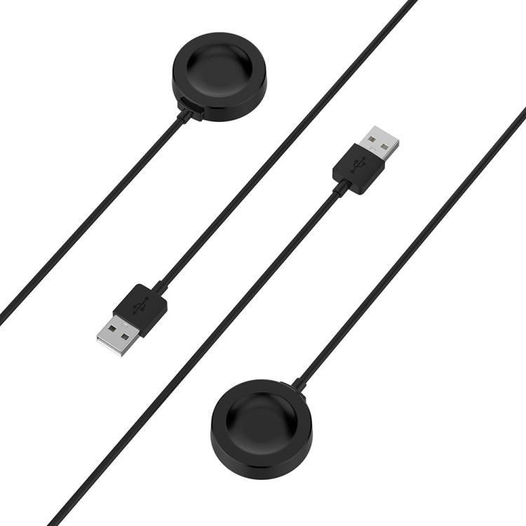 Magnetic charging cable with USB-A connector and round puck, shown at angle