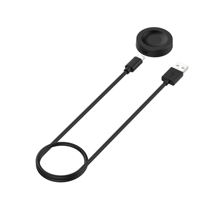 Black charging cable with USB-A connector, magnetic puck, and cable loop