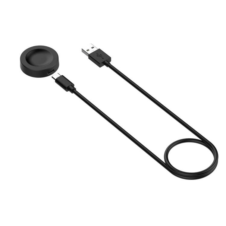 Black charging cable with magnetic dock puck and USB-A connectors