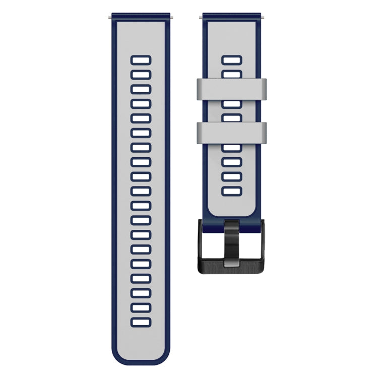 Two-color silicone watch band for Garmin watch, navy blue and light gray links