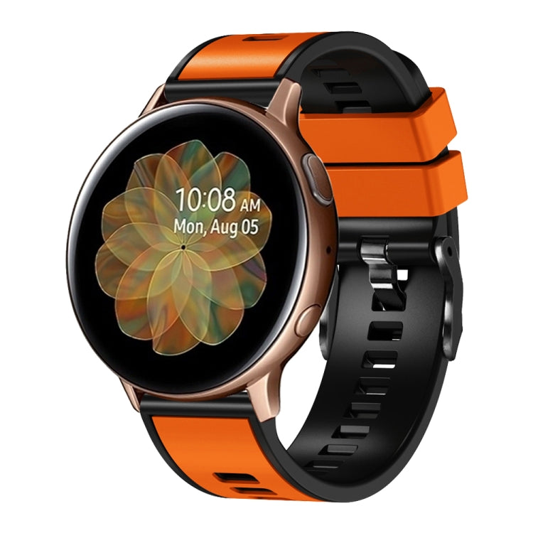 Two-color silicone watch band for Garmin watch, orange and black