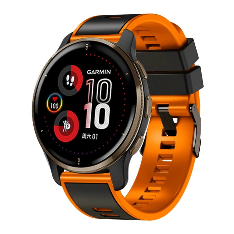 Two-color silicone watch band for Garmin watch, bright orange and black
