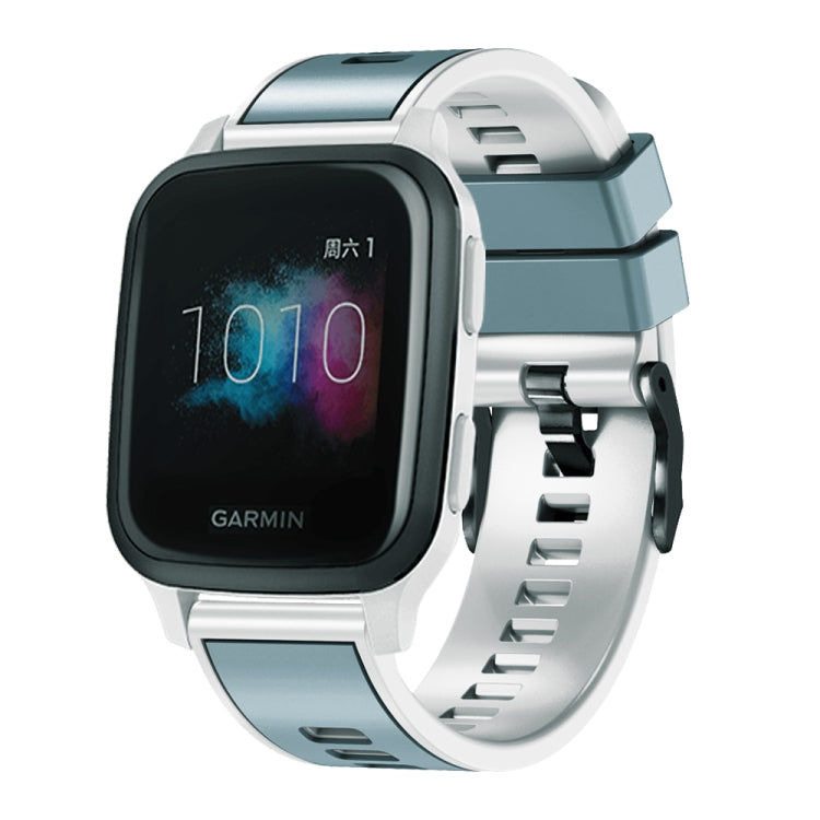 Two-tone silicone watch band with teal top strap and white perforated strap
