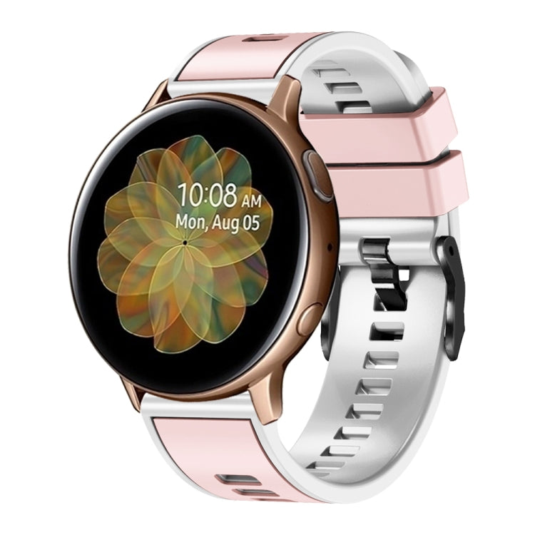 Two-tone silicone watch band with rose pink top strap and light pink perforated strap