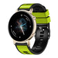 Two-tone silicone watch band with neon lime top strap and black perforated strap