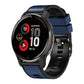 Two-tone silicone watch band with dark blue top strap and black perforated strap