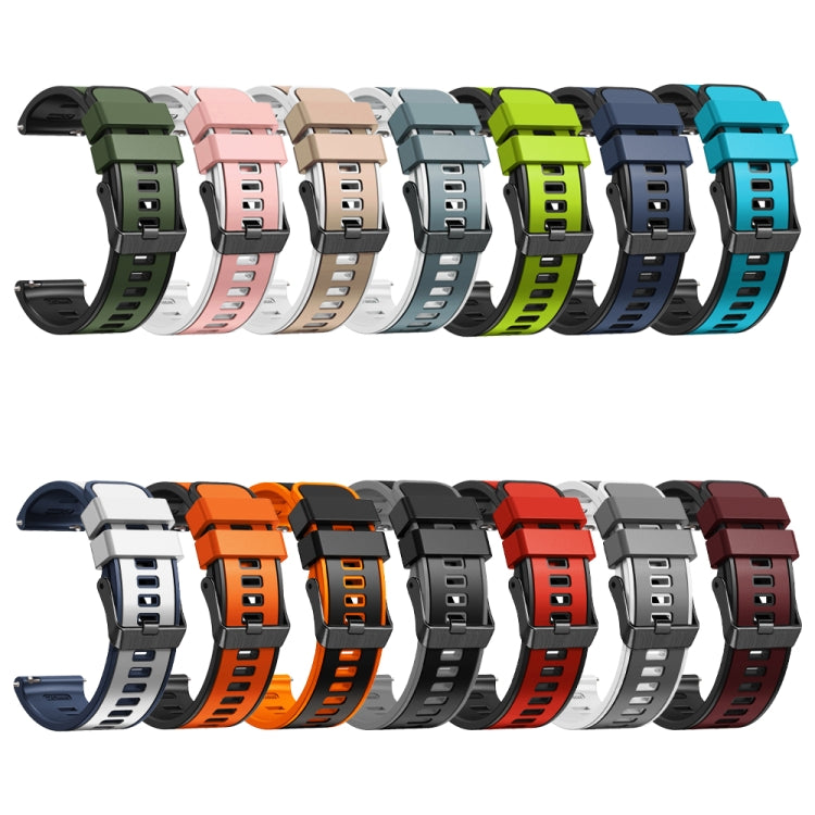 Assorted two-tone silicone watch bands with perforated straps in multiple colors