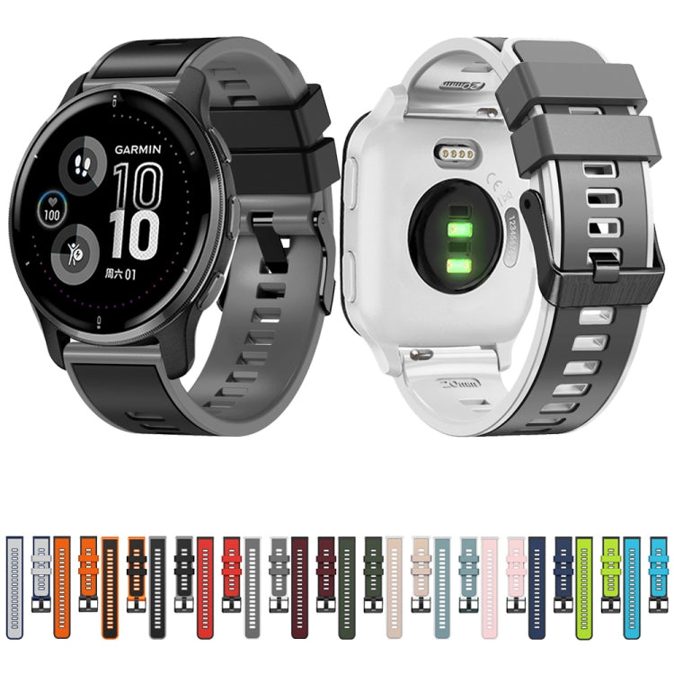 Two-tone silicone watch band pair with black and white perforated straps