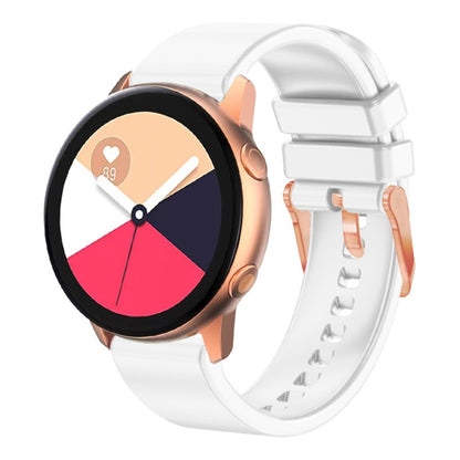 White silicone watch band with rose gold buckle for Amazfit-style smart watch