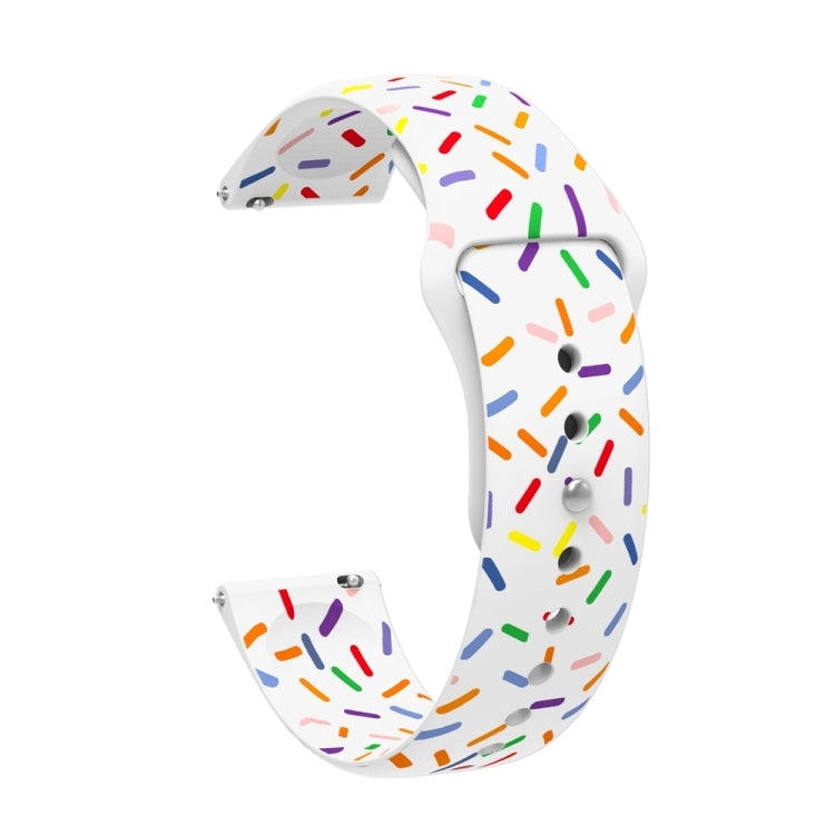 20mm rainbow-dots silicone watch band, white with multicolor sprinkles pattern