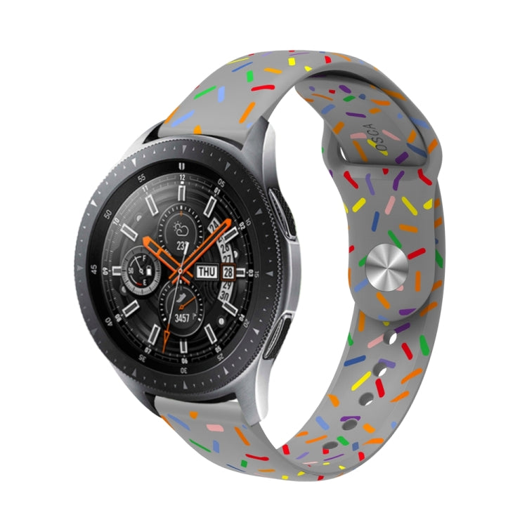 20mm rainbow-dots silicone watch band, gray with multicolor sprinkles pattern