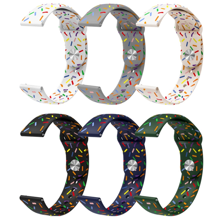 20mm rainbow-dots silicone watch bands set: white, gray, black, and green sprinkles