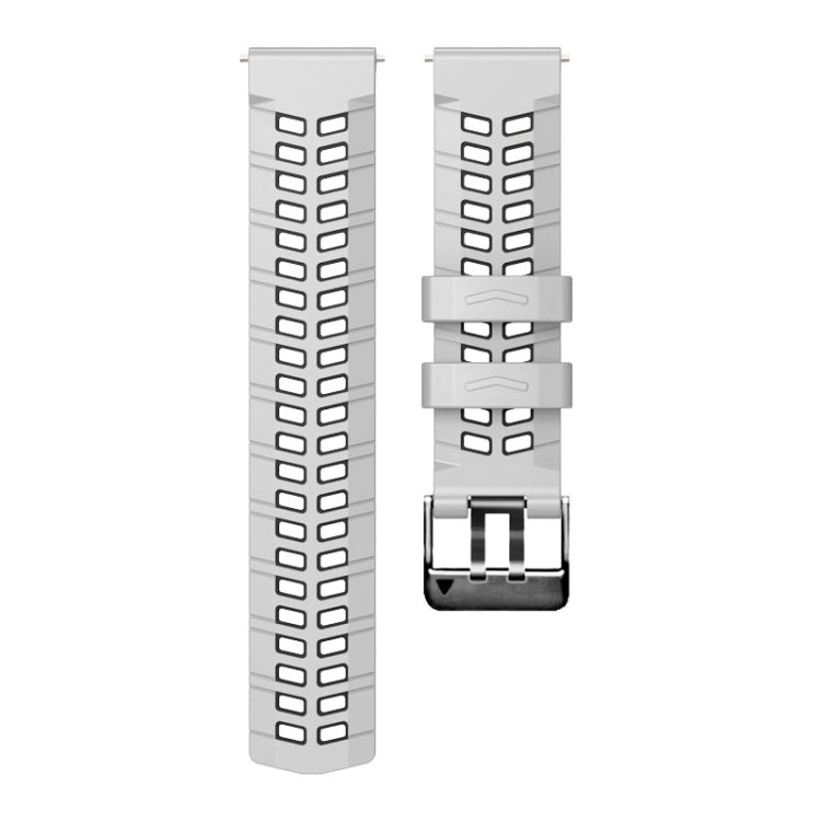Two-color white silicone watch band with double-row holes and clasp hardware