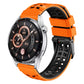 Two-color orange/black silicone watch band with double-row holes and buckle clasp